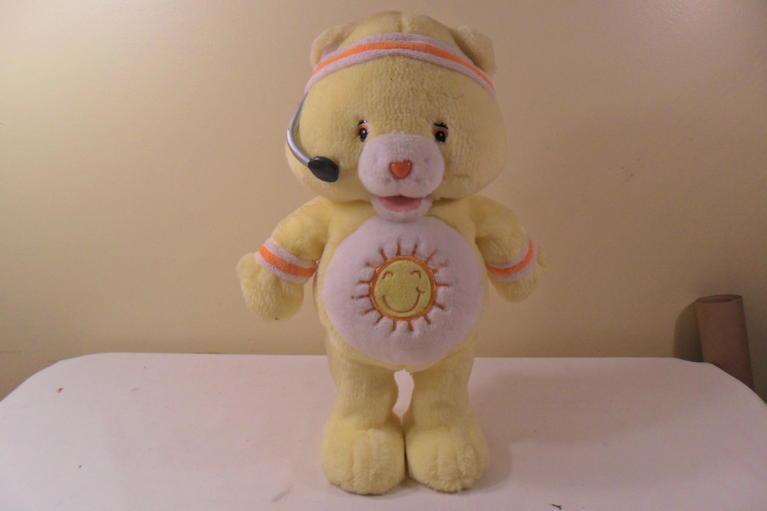 2004 Exercise Care Bear Funshine Bear Talking Singing Plush Toy