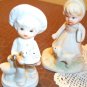 Vintage lot of 4 boy & girl Figurines with farm animals