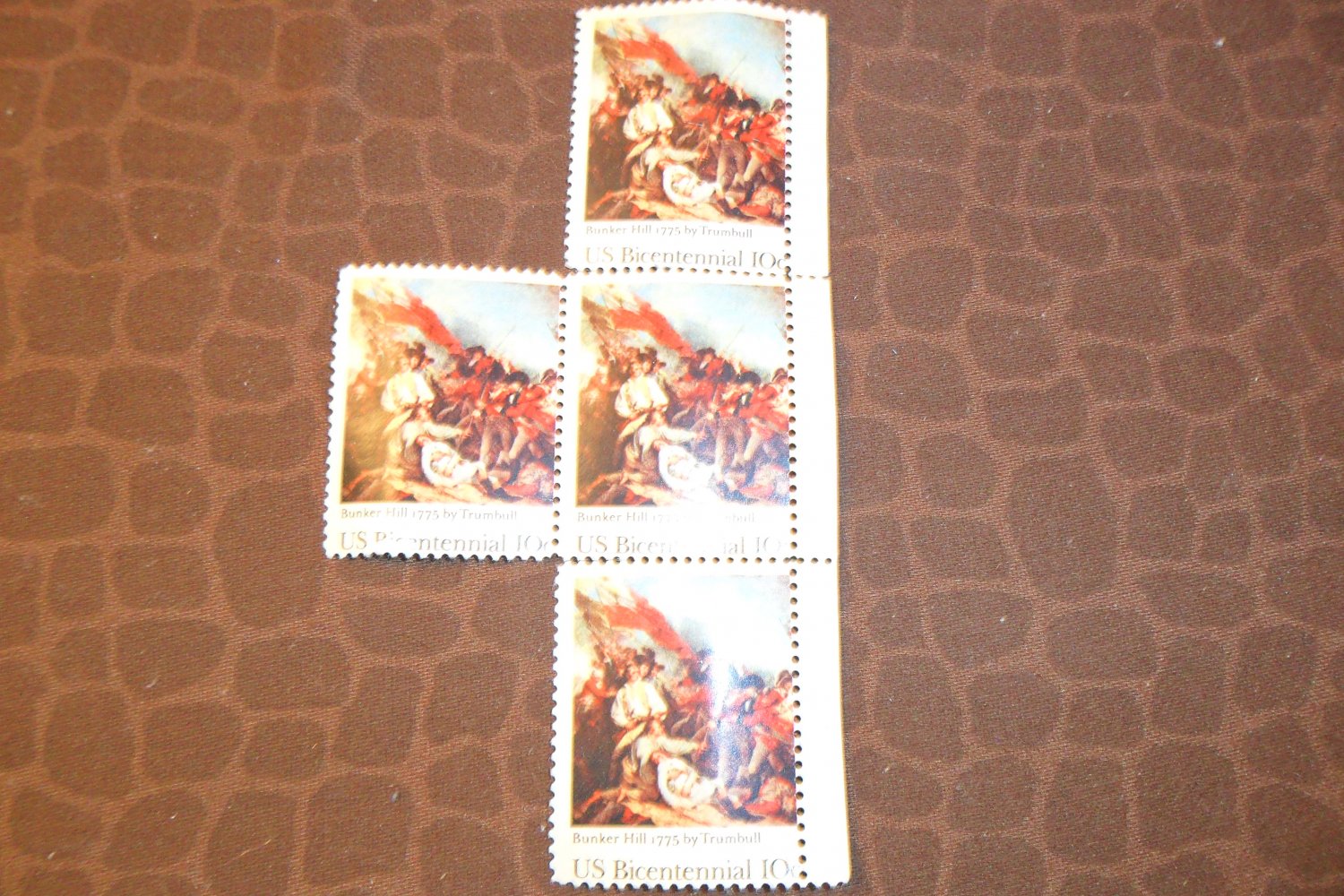 Set of 4 10 CENT US BICENTENNIAL BUNKER HILL 1775 BY TRUMBULL POSTAGE