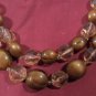 Vintage Multi 2 Strand brown Plastic & Crystal Glass Bead Necklace Western Germany