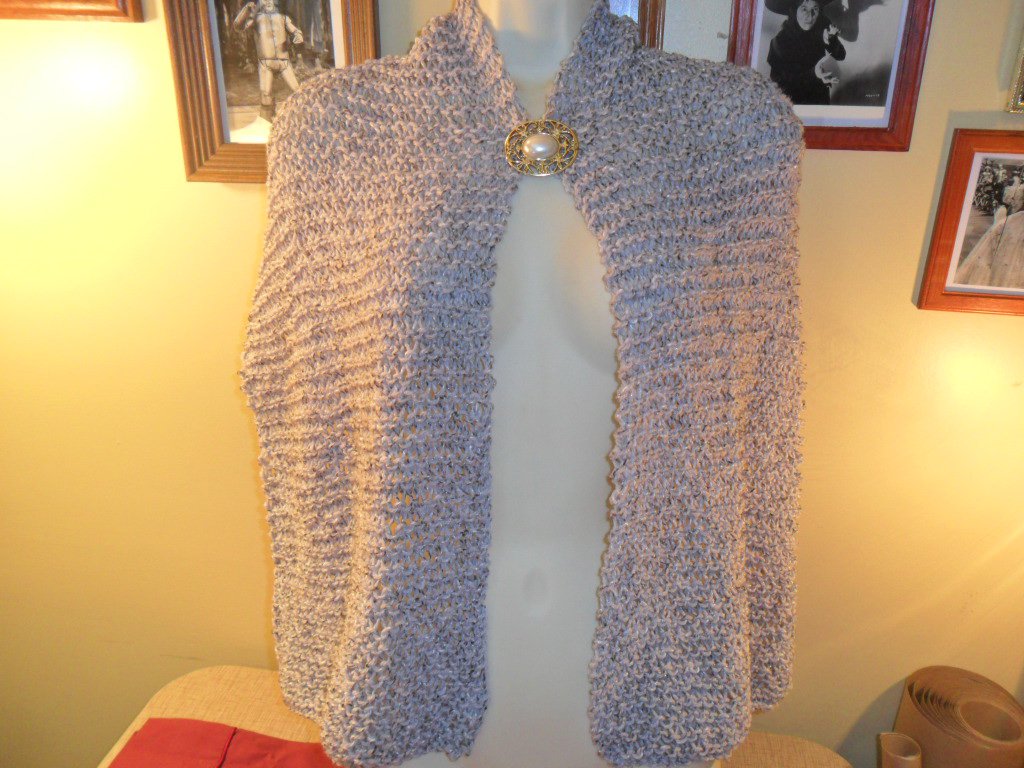 Handmade Knit Gorgeous shawl scarf wrap For Women with Vintage Brooch/Pin