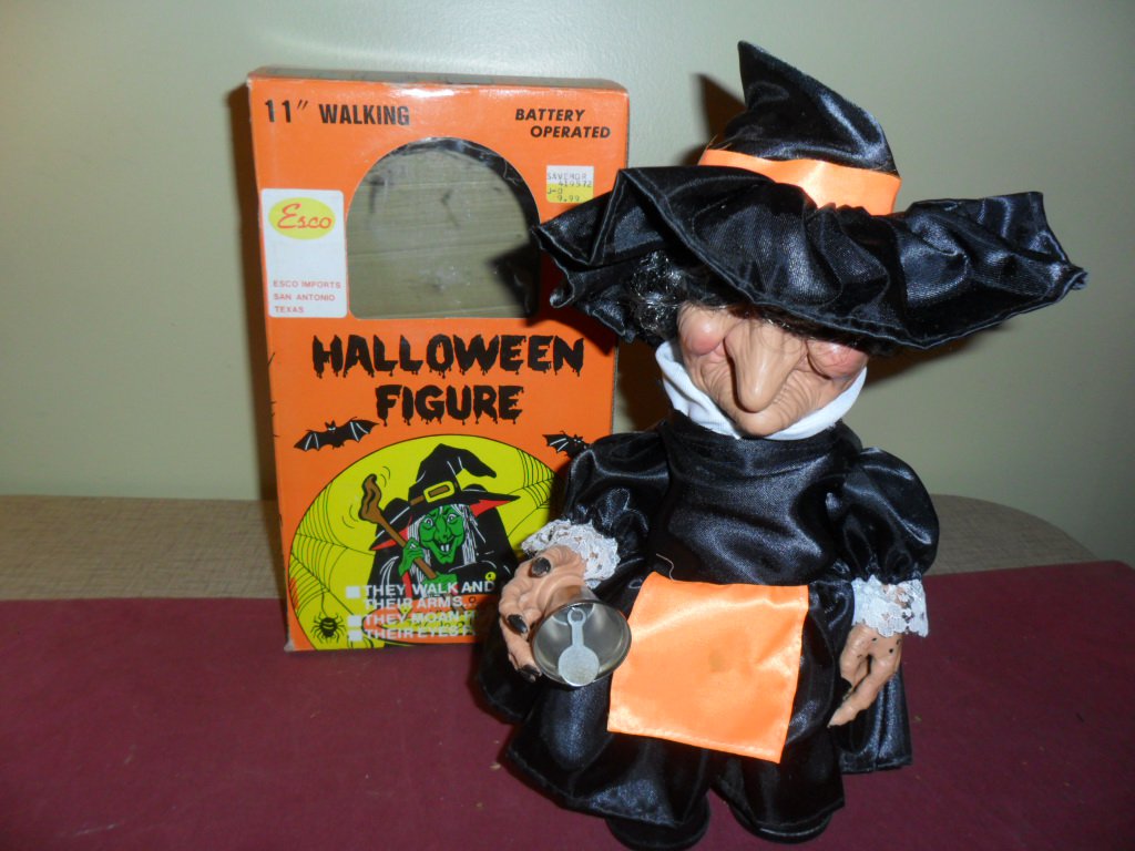 Vintage 80's 11" Walking Halloween Figure Witch