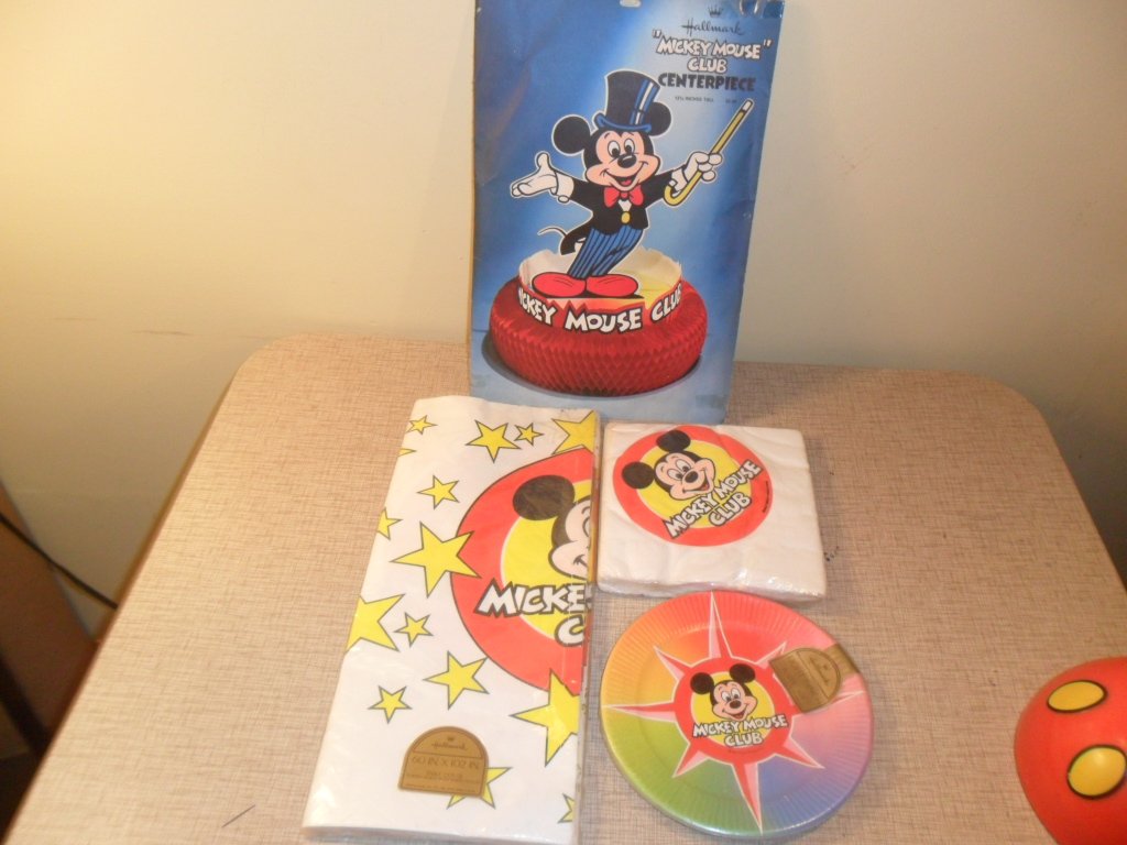 Vintage Disney Mickey Mouse Club Centerpiece, Table cloth, plates and napkins