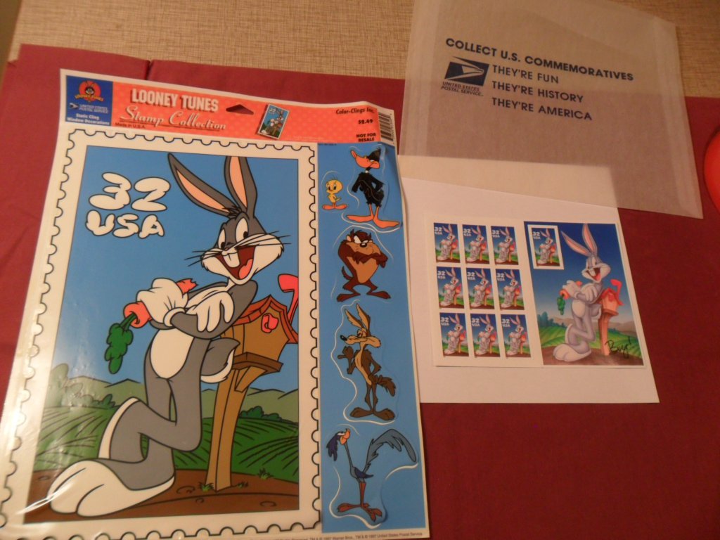 Bugs Bunny 32 cent Stamps in Frame 1997 & Window cling