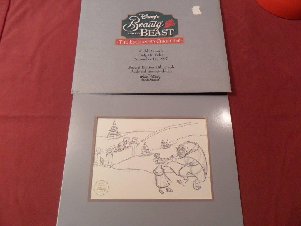 1997 Disney Beauty And The Best The Enchanted Christmas Lithograph Mint