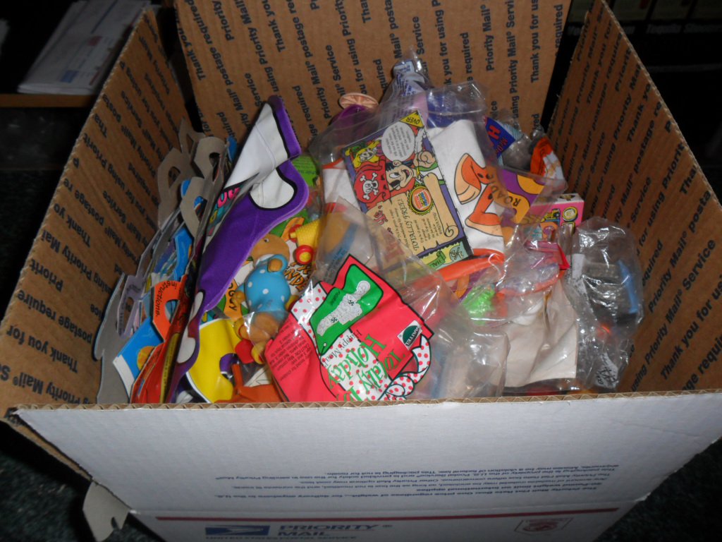 Large Priority Box Filled With Happy Meal Toys