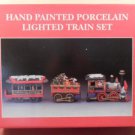 MIB Hand Painted Porcelain Lighted Train Set