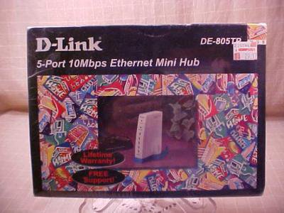 New D-Link DE-805TP, 5 Port 10MPS Ethernet Mini Hub