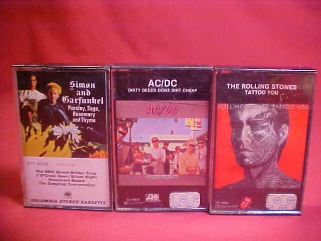 LOT OF 3 ROCK-IN-ROLL CASSETTE AUDIO TAPES
