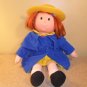 1998 Madeline Talking Doll 18 inches Red Hair Blue Coat Yellow Hat/Dress