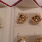 Gold Post Earrings Vintage in red case 6 pairs