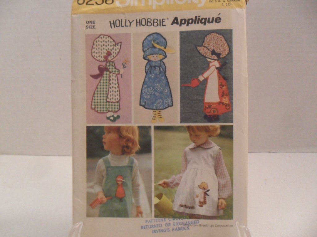 Simplicity Holly Hobbie Applique sewing Pattern #6258