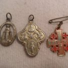 Vintage Lot Of 3 Mini Miraculous Medal of the Virgin Mary Pendant Charm.