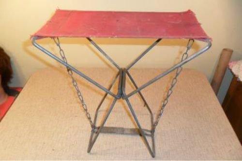 Vintage Old Pal Red Fishing Stool,Camping Fold Up Chair Lititz Pa