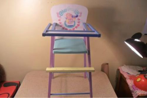 VINTAGE CABBAGE PATCH WOODEN DOLL HIGH CHAIR