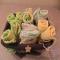 Homespun Primitive Knitted Dishcloth rags & Scrubbie Gift Basket