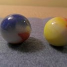 Vintage Marbles Orange Yellow and Red White Blue Lot of 2
