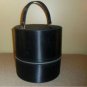 Vintage 50s Black Round Hat Box / Wig Carry On Case Luggage Suitcase