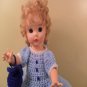 BED DOLL BLUE & WHITE HAND-CROCHETED RUFFLED DRESS 18 TALL