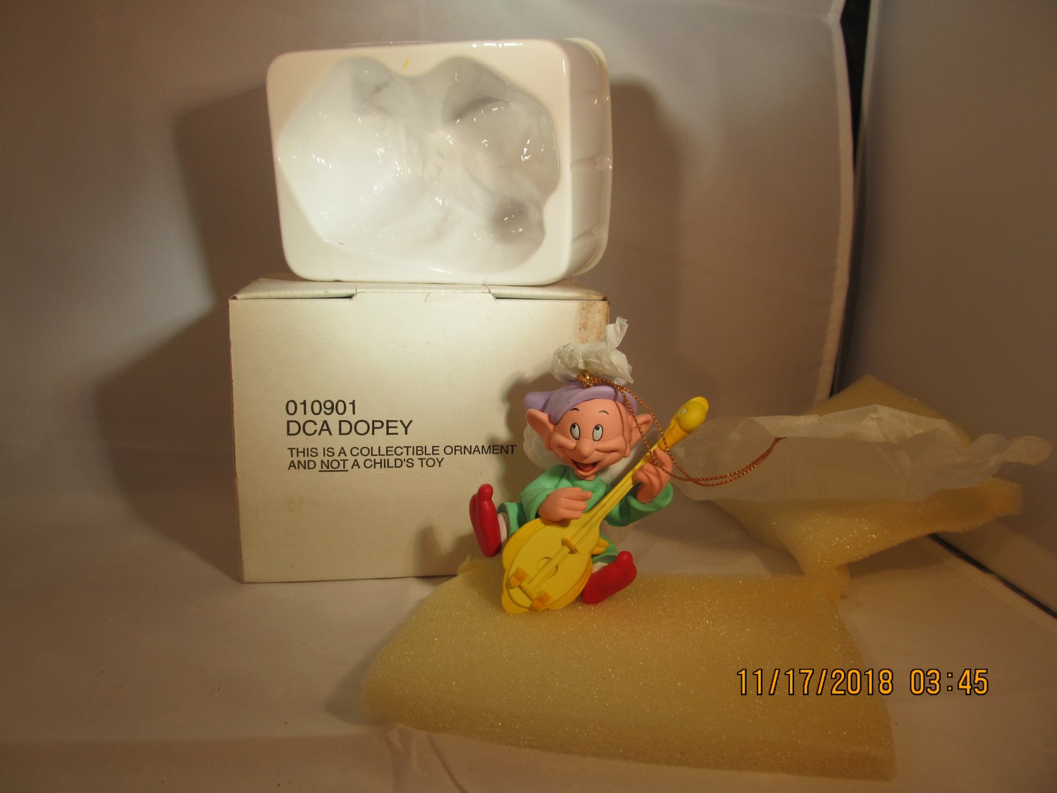 Walt Disney Grolier Angel Dopey playing Instrument Ornament Christmas Magic