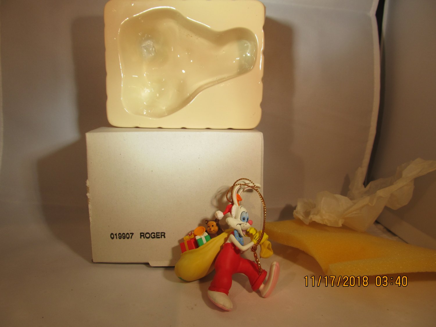 Disney Grolier Collectible Christmas Magic Ornament with Box Roger Rabbit