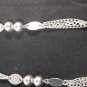 Silver Vintage Long 3 chained Beaded Necklace