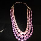 Vintage 3 strand chunky purple Beaded necklace claw hook