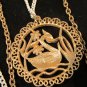 Vintage 3 chain Swan white & gold tone 24 in