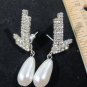 VTG Beautiful elegant pearl drop diamond pierced earrings Vintage
