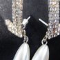 VTG Beautiful elegant pearl drop diamond pierced earrings Vintage