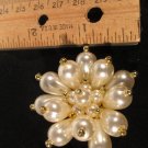 Vintage Starburst pearl Gold Tone Clip-On Earring