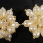 Vintage Starburst pearl Gold Tone Clip-On Earring