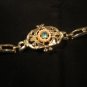 Vintage Gold Tone Blue/green gemstone strand of pearl Bracelet & Necklace Set