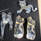 Vintage lot of 4 Cat Pin pendant Brooch