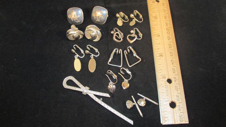 Vintage Lot Of Silver Screw Back Earring Collection and Pendent
