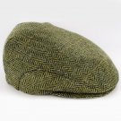 Irish Wool Trinity Cap Green Herringbone Size Large