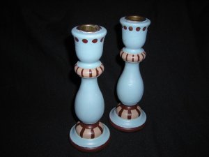 Blue and Brown Candle Holders