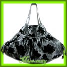 THAI SILK SHOULDER BAG HANDBAG SILVER BIG FLORAL HOBO / B113