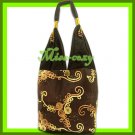THAI SILK SHOULDER BAG BROWN EMBROIDERED TOTE HOBO / B147
