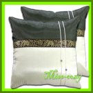 2 THAI SILK CUSHION CASE PILLOW COVER TWO-TONE / 1126