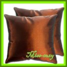 2 THAI SILK THROW CUSHION CASE PILLOW COVER BROWN / 1148
