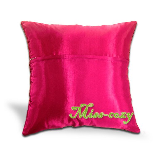 2 THAI SILK CUSHION CASE PILLOW COVER RED RIBBON / 1165