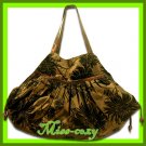 THAI SILK HAND SHOULDER BAG BROWN FLORAL VELVET  TOTE HOBO / B102