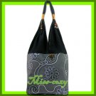 THAI SILK SHOULDER BAG GRAY EMBROIDER TOTE HOBO / B150