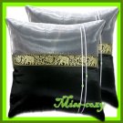 2 THAI SILK CUSHION PILLOW COVER ELEPHANT BLACK TWO-TONE / 1129