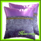 2 THAI SILK THROW CUSHION PILLOW COVER PURPLE TWO-TONE / 1146