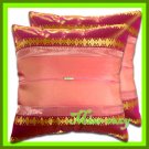 2 THAI SILK THROW CUSHION CASE PILLOW COVER PINK/GOLD / 1162