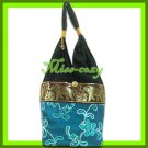 THAI SILK SHOULDER BAG HOBO TURQUOISE EMBROIDERED TOTE HANDBAG / B165