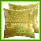 2 THAI SILK CUSHION CASE PILLOW COVER GOLD FLORAL SOFA / 1208