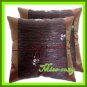 2 THAI SILK CUSHION CASE PILLOW COVER BROWN FLORAL / 1155